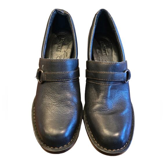 Born Women's Black Leather HEELED ANKLE BOOTIES‎ Shoes Size 10 M - Picture 1 of 9